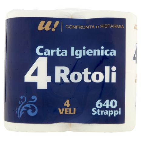 4 Rotoli Carta Igienica 4 Veli U! Confronta e Risparmia